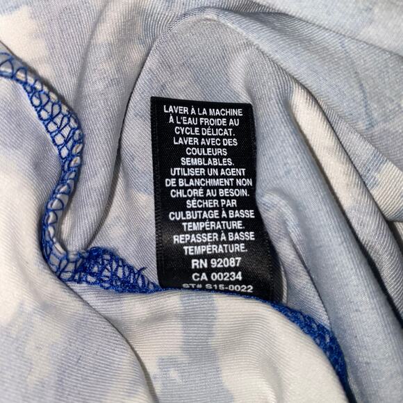 BLACK Saks Fifth Avenue Blue Tie Dye Print Surplice Faux Wrap Maxi Dress Size M - Picture 8 of 9